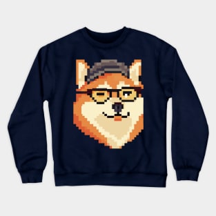 Shiba Inu Pixel Art Dog Lover Retro Crewneck Sweatshirt